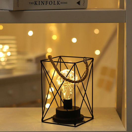 Modern Minimalist Vertical Stripe Square Round Iron LED Table Lamp for Living Room