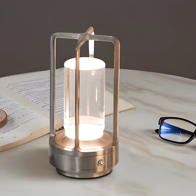 Modern Minimalist Round Right Angle Acrylic Iron LED Table Lamp for Living Room
