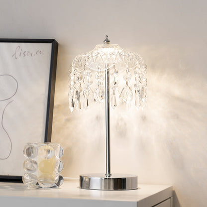 Modern Luxury Pendant Branch Round Crystal Iron 1-Light Table Lamp for Bedroom