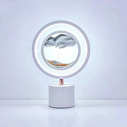 Contemporary Creative Metal Acrylic Silicone Round Sand Painting USB LED Table Lamp for Bedroom