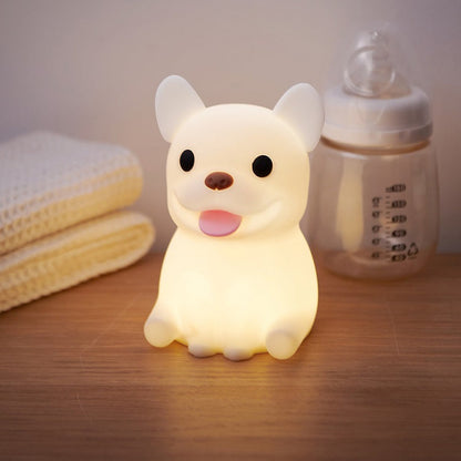 Contemporary Creative Kids Rechargeable Bulldog LED Table Lamp Night Light for Bedroom
