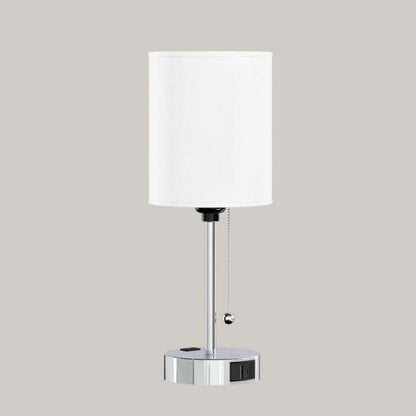 Modern Simplicity Fabric Iron Cylinder USB Rechargeable 1-Light Table Lamp for Bedside