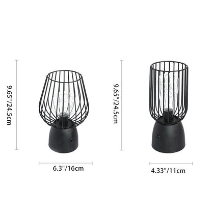 Contemporary Nordic Iron Copper Wire Cylinder Cage Battery LED Table Lamp for Bedside