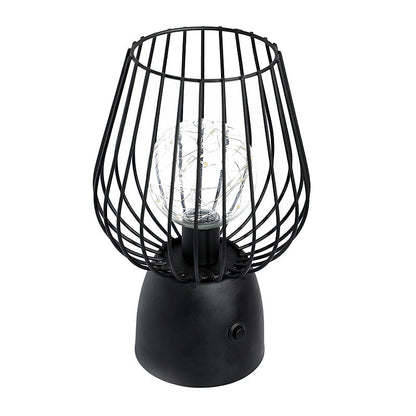 Contemporary Nordic Iron Copper Wire Cylinder Cage Battery LED Table Lamp for Bedside