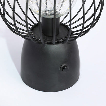 Contemporary Nordic Iron Copper Wire Cylinder Cage Battery LED Table Lamp for Bedside