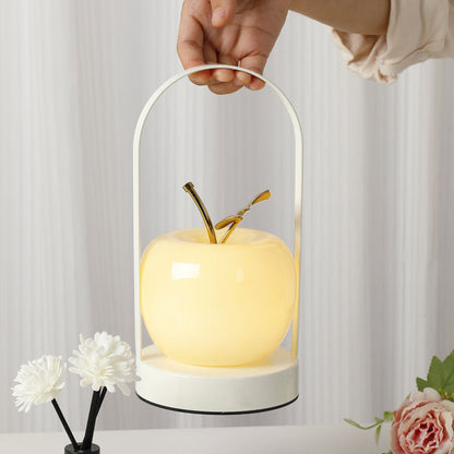 Contemporary Creative Rechargeable Iron-Glass Apple LED Table Lamp Night Light for Bedside