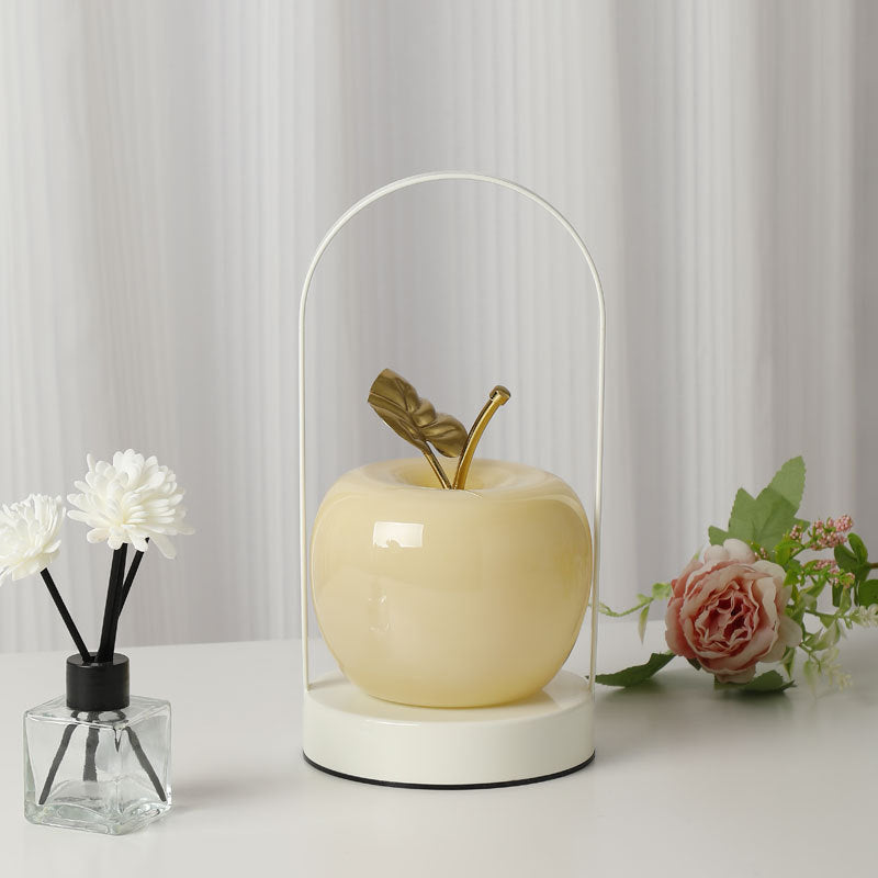 Contemporary Creative Rechargeable Iron-Glass Apple LED Table Lamp Night Light for Bedside