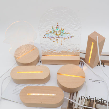 Contemporary Creative Rechargeable Solid Wood LED Table Lamp Night Light for Bedroom