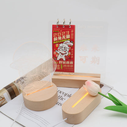 Contemporary Creative Rechargeable Solid Wood LED Table Lamp Night Light for Bedroom