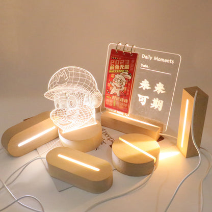 Contemporary Creative Rechargeable Solid Wood LED Table Lamp Night Light for Bedroom