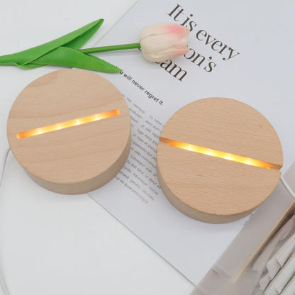 Contemporary Creative Rechargeable Solid Wood LED Table Lamp Night Light for Bedroom