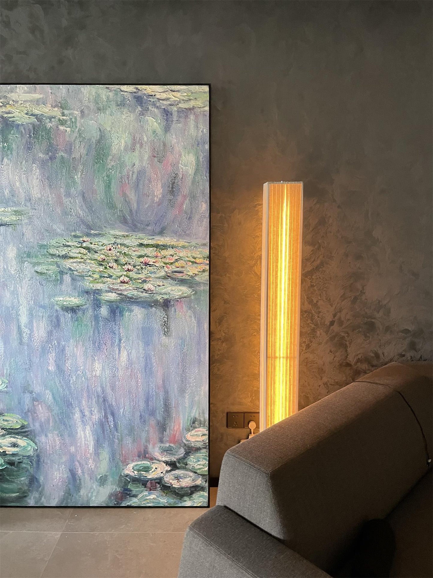 Bailey Floor Lamp with LED, Warm Light, Fabric Shade