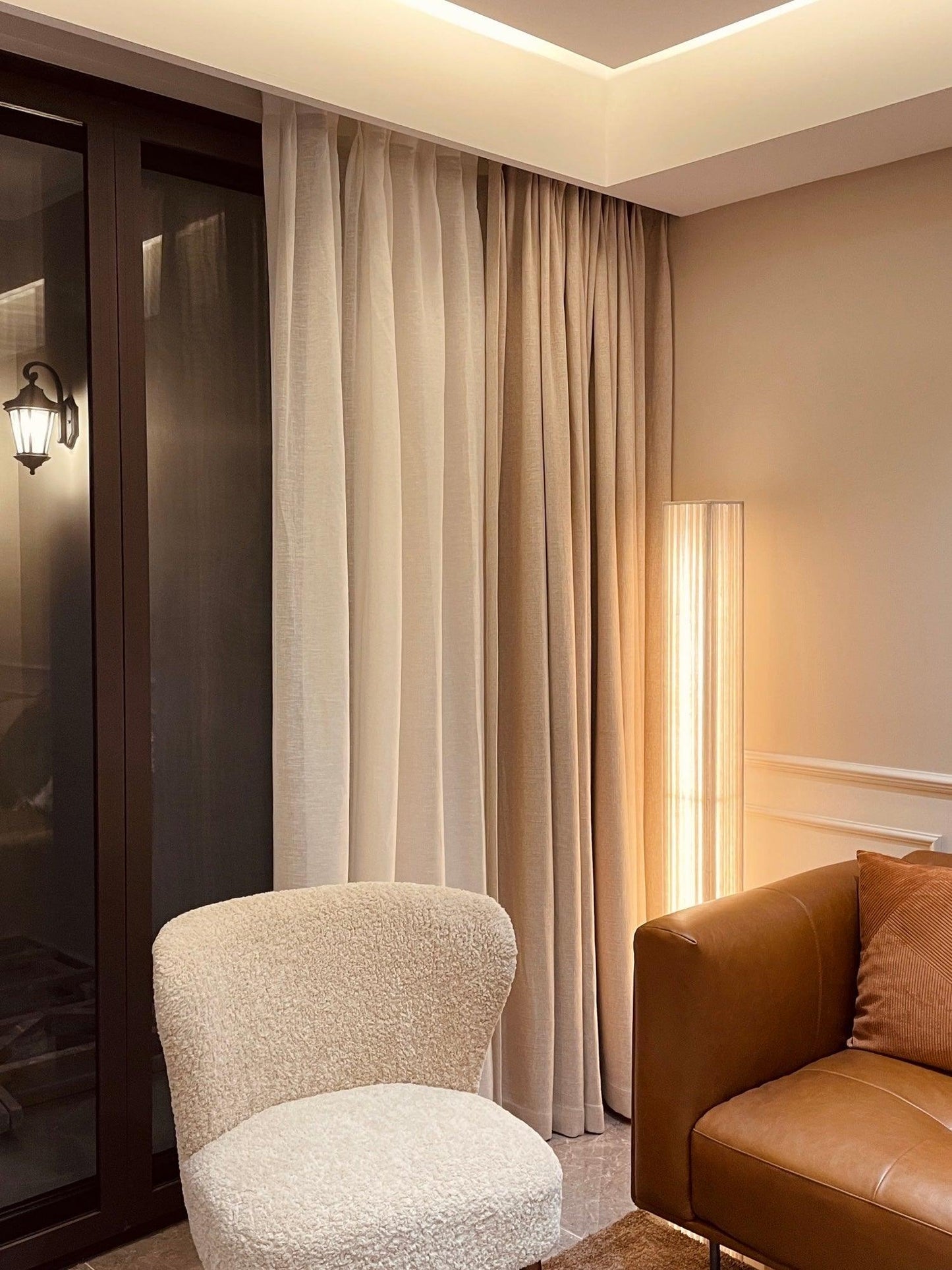 Bailey Floor Lamp with LED, Warm Light, Fabric Shade