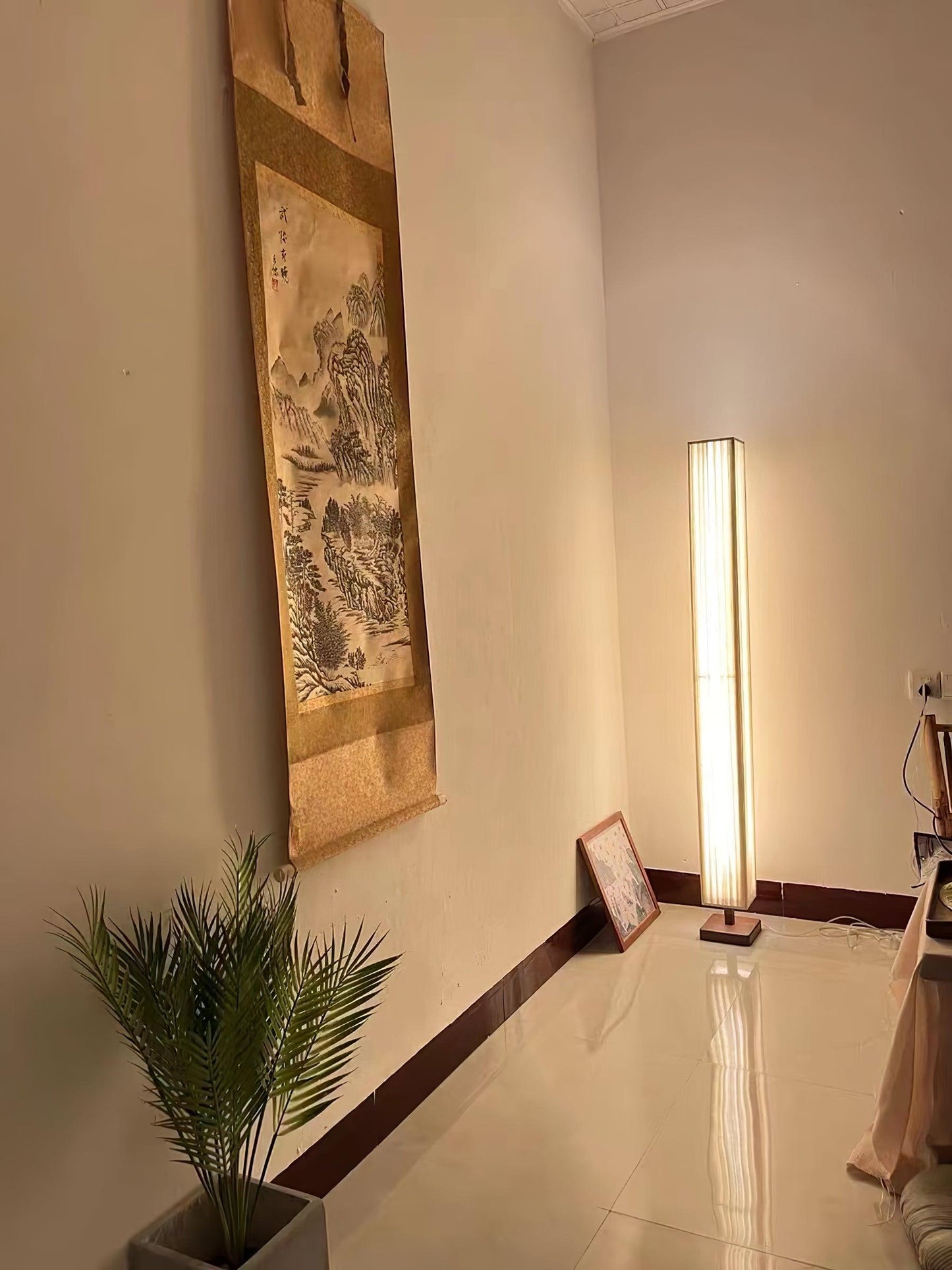 Bailey Floor Lamp with LED, Warm Light, Fabric Shade