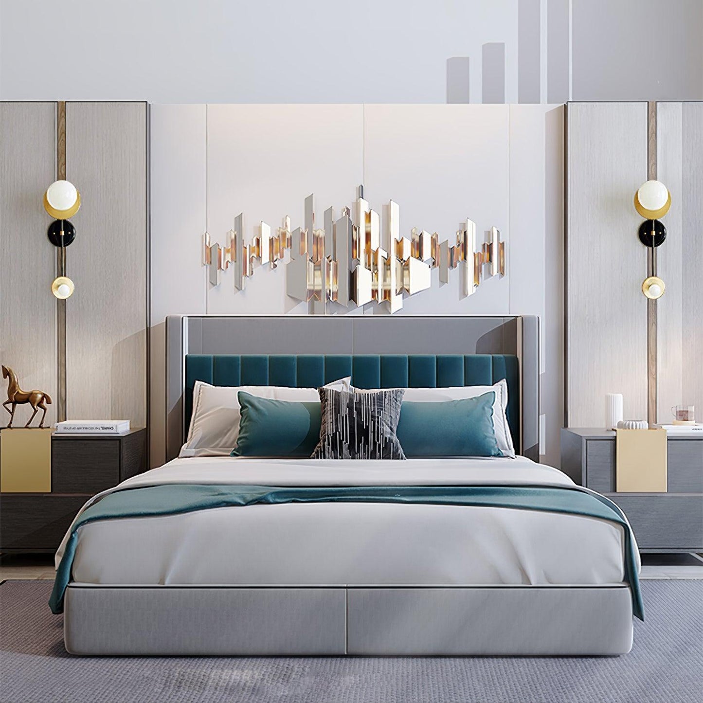 Balance Scale Wall Light with Marble and Metal Finish