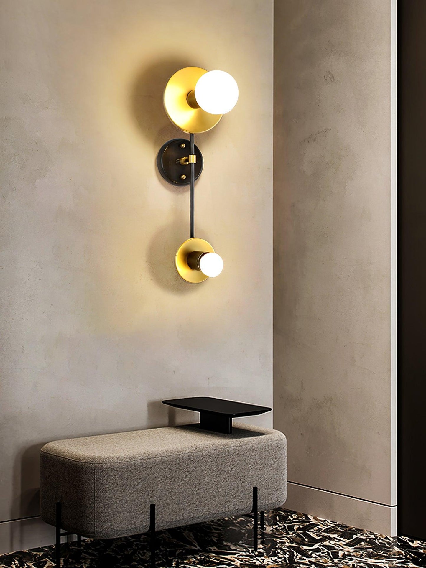 Balance Scale Wall Light with Marble and Metal Finish