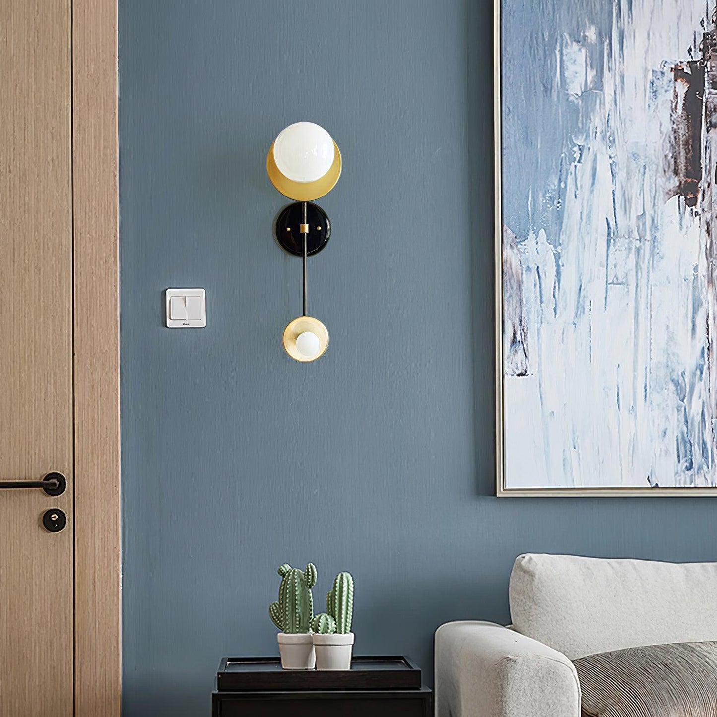 Balance Scale Wall Light with Marble and Metal Finish