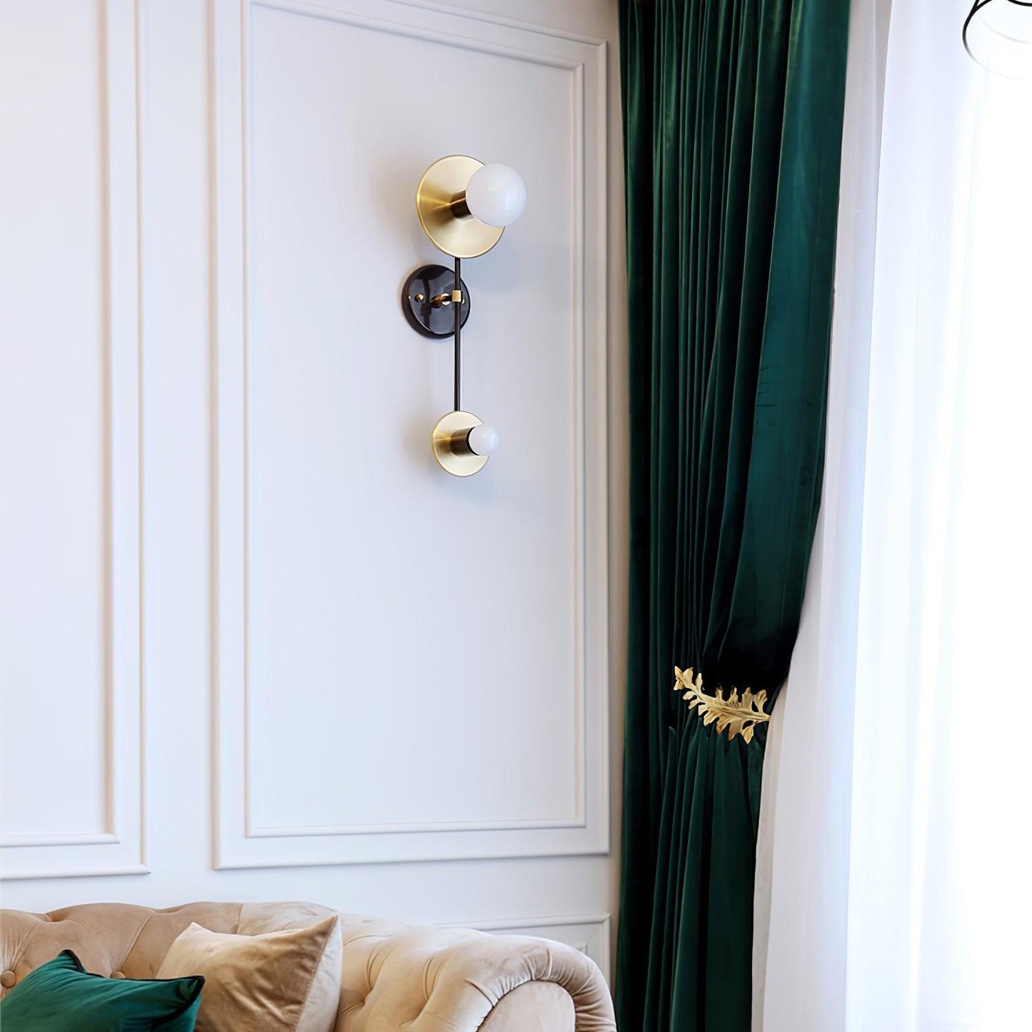 Balance Scale Wall Light with Marble and Metal Finish