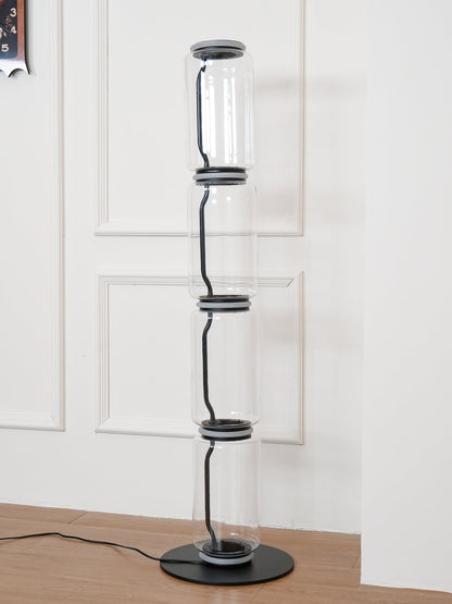 Bamboo Glass Floor Lamp with Integrated LED Light, Stylish Design