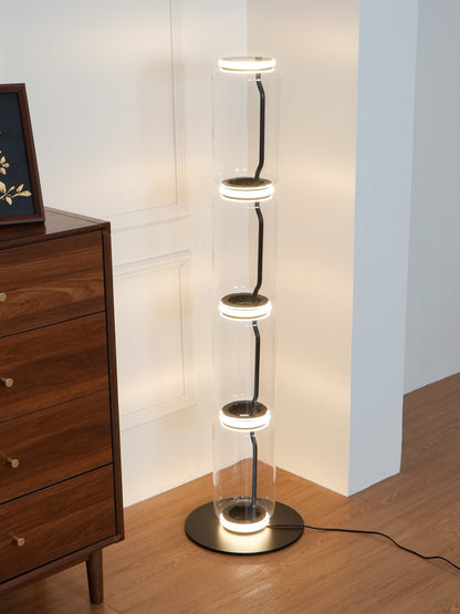 Bamboo Glass Floor Lamp with Integrated LED Light, Stylish Design