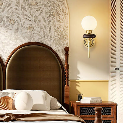 Bellevue Wall Lamp LED Sconce Brass Opaline Glass Indoor