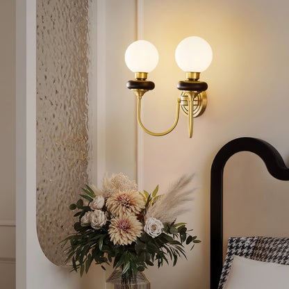 Bellevue Wall Lamp LED Sconce Brass Opaline Glass Indoor