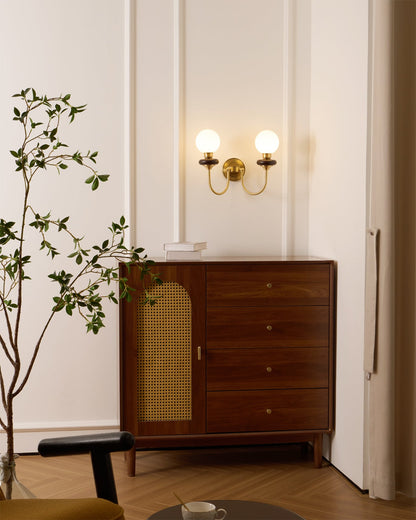Bellevue Wall Lamp LED Sconce Brass Opaline Glass Indoor