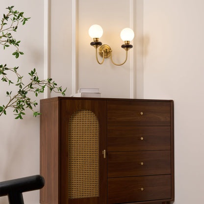 Bellevue Wall Lamp LED Sconce Brass Opaline Glass Indoor