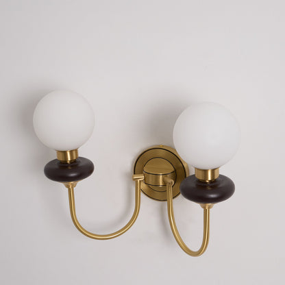 Bellevue Wall Lamp LED Sconce Brass Opaline Glass Indoor