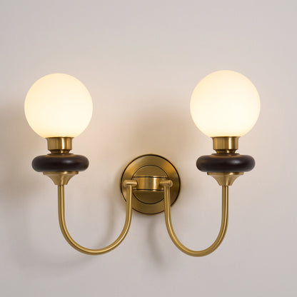 Bellevue Wall Lamp LED Sconce Brass Opaline Glass Indoor