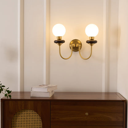 Bellevue Wall Lamp LED Sconce Brass Opaline Glass Indoor