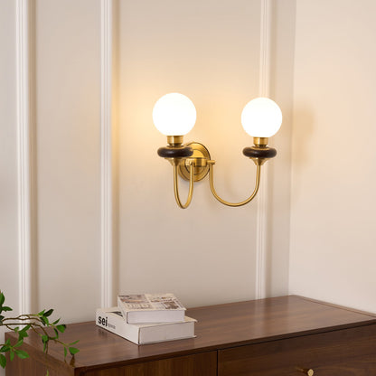 Bellevue Wall Lamp LED Sconce Brass Opaline Glass Indoor