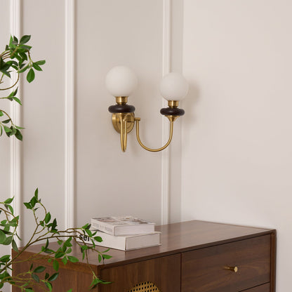 Bellevue Wall Lamp LED Sconce Brass Opaline Glass Indoor