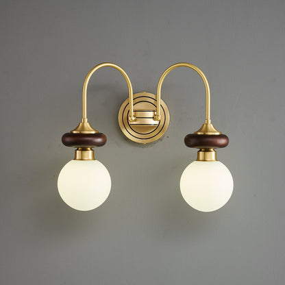 Bellevue Wall Lamp LED Sconce Brass Opaline Glass Indoor