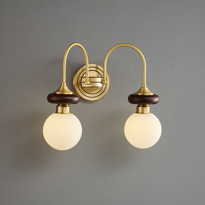 Bellevue Wall Lamp LED Sconce Brass Opaline Glass Indoor