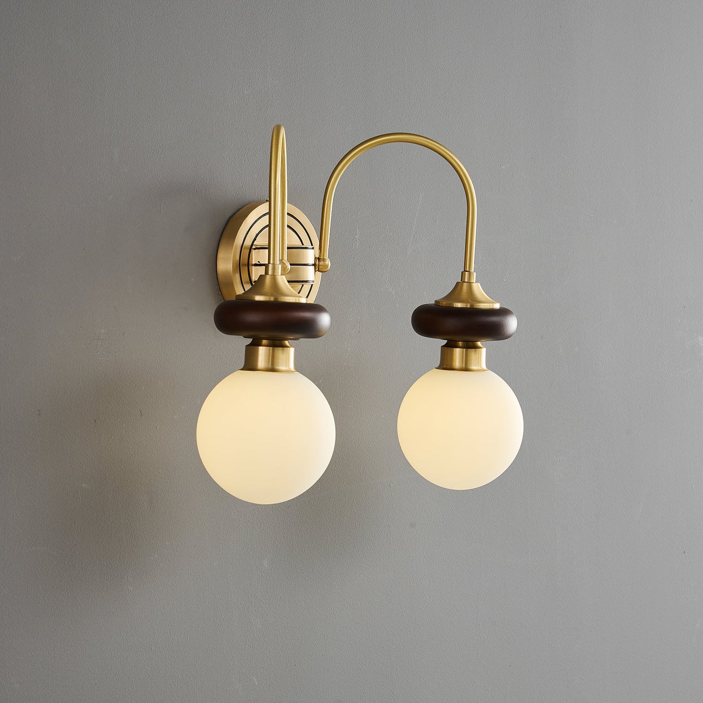 Bellevue Wall Lamp LED Sconce Brass Opaline Glass Indoor