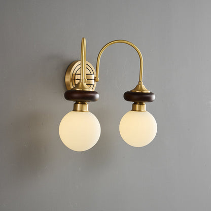 Bellevue Wall Lamp LED Sconce Brass Opaline Glass Indoor