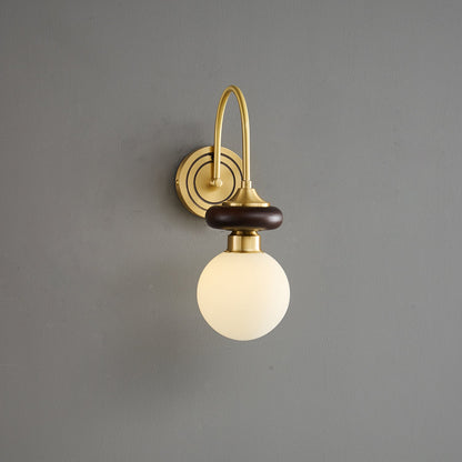 Bellevue Wall Lamp LED Sconce Brass Opaline Glass Indoor