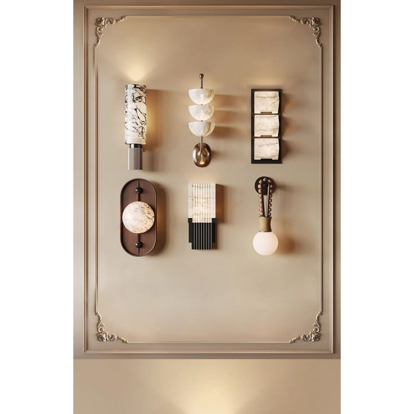 Bezel Plug-in Wall Lamp with LED and Alabaster Shade