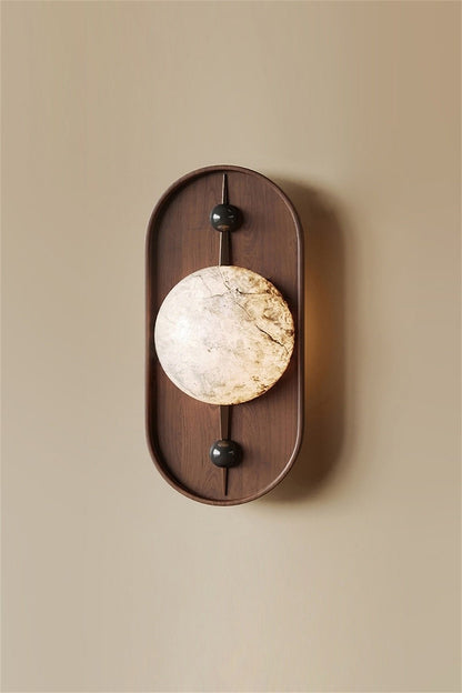 Bezel Plug-in Wall Lamp with LED and Alabaster Shade