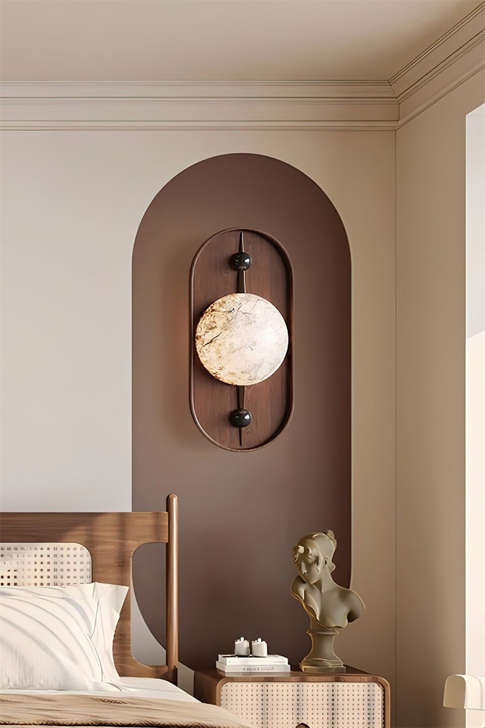 Bezel Plug-in Wall Lamp with LED and Alabaster Shade