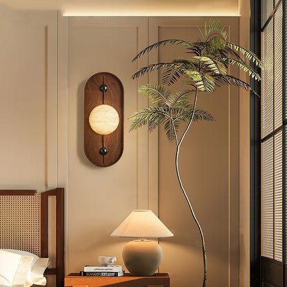 Bezel Plug-in Wall Lamp with LED and Alabaster Shade