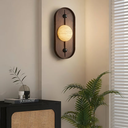 Bezel Plug-in Wall Lamp with LED and Alabaster Shade