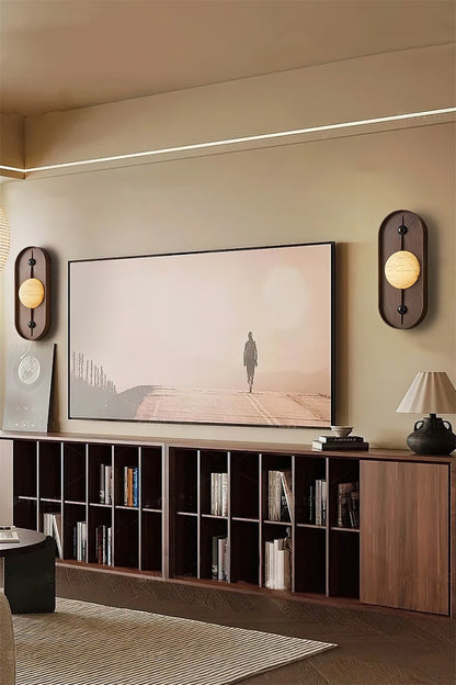 Bezel Plug-in Wall Lamp with LED and Alabaster Shade