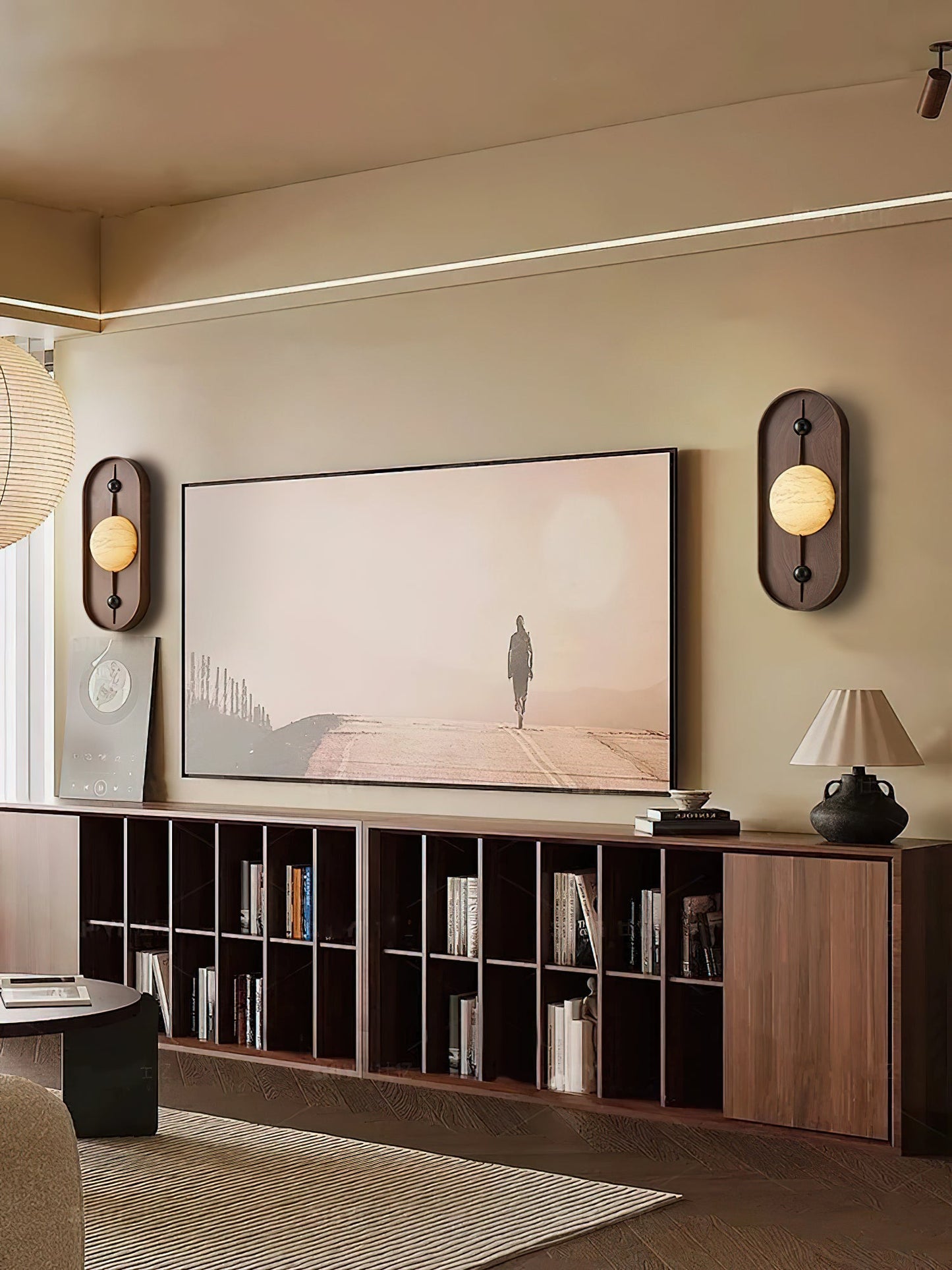 Bezel Plug-in Wall Lamp with LED and Alabaster Shade