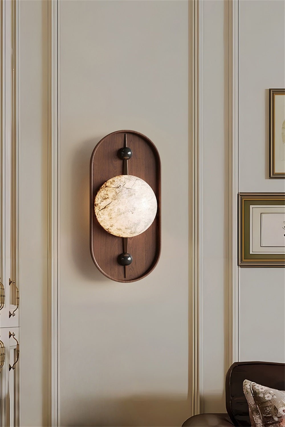 Bezel Plug-in Wall Lamp with LED and Alabaster Shade
