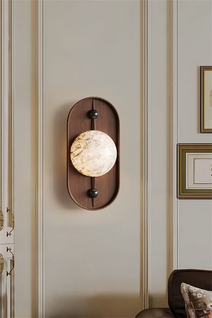 Bezel Plug-in Wall Lamp with LED and Alabaster Shade