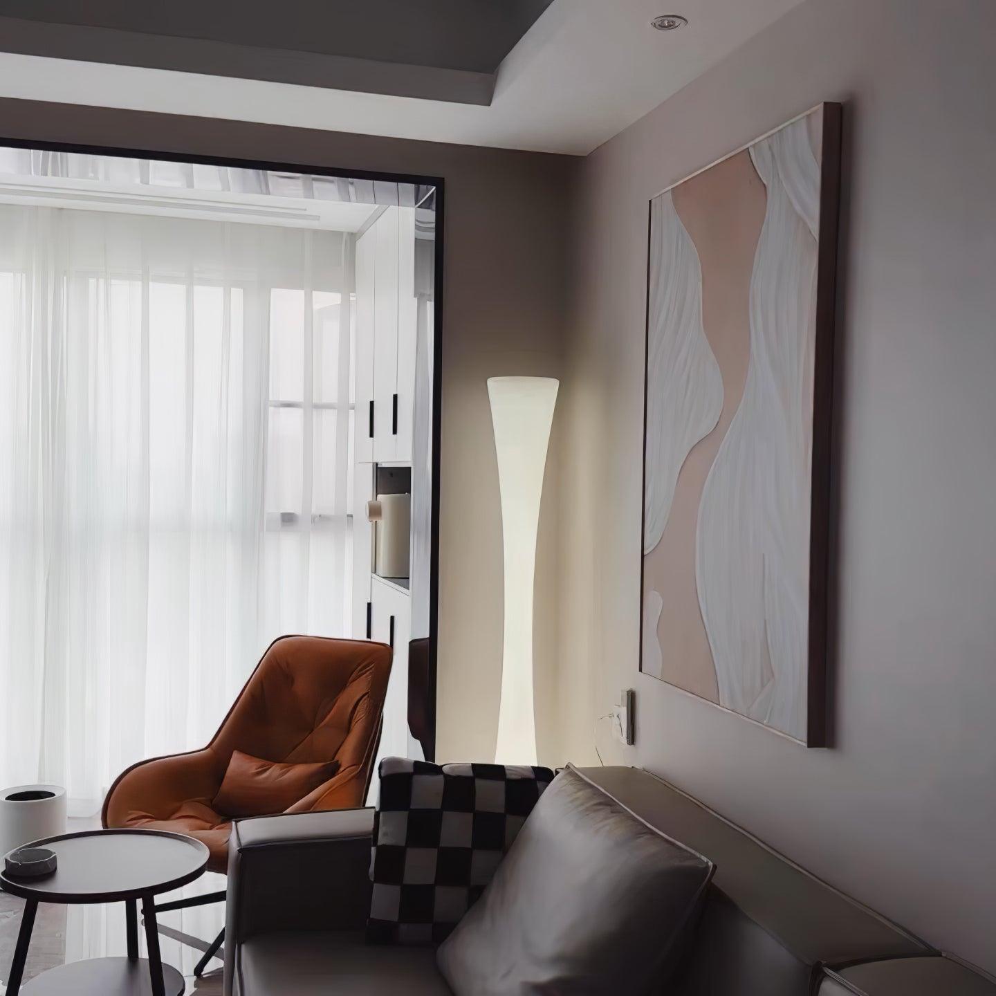 Biconica Pol Floor Lamp with LED Light - Modern White Design