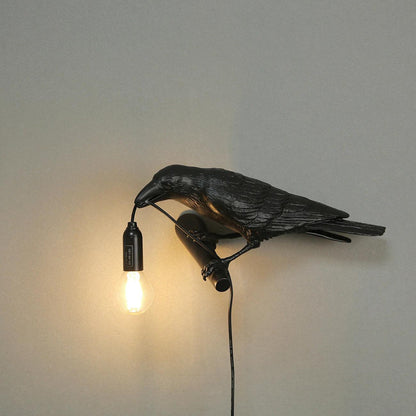 Bird Wall Light - LED Resin Ravens - Indoor Decor