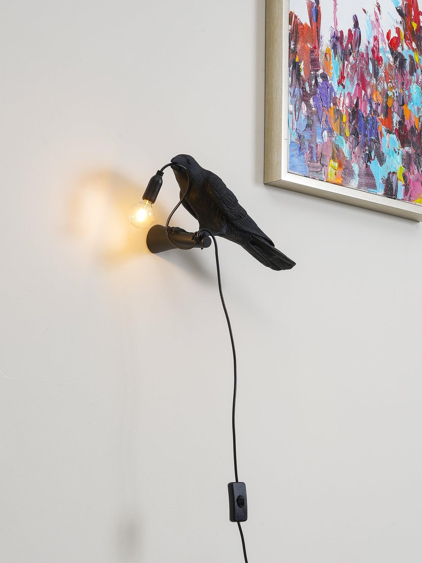 Bird Wall Light - LED Resin Ravens - Indoor Decor